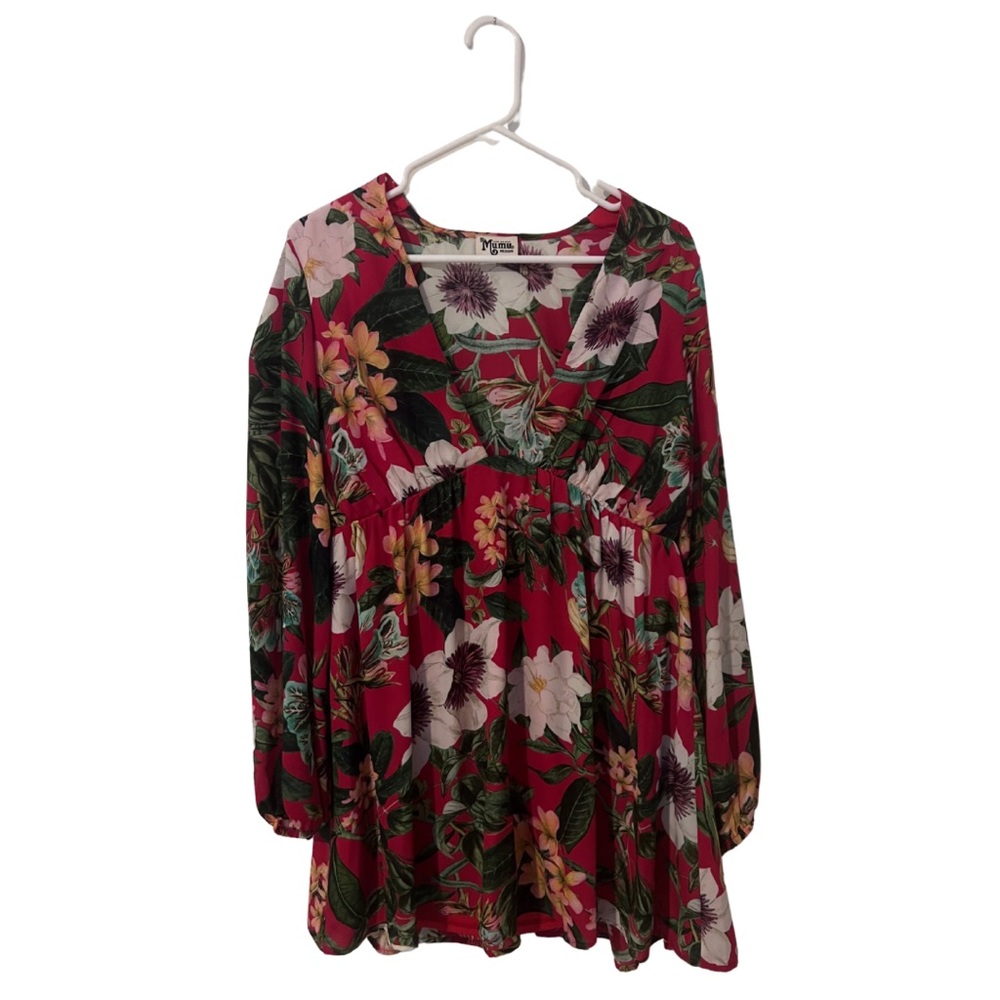 Show Me Your MuMu Red Floral Dress Size Medium